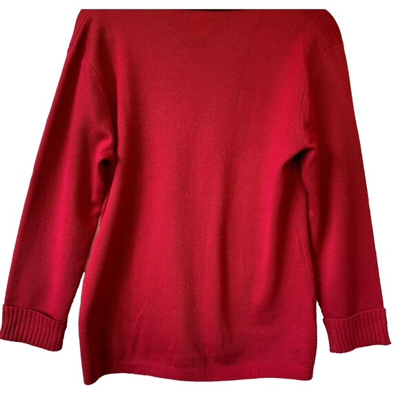 Talbots Women's Cardigan Sweater Size Small 100% Wool Red Zip Up Long Sleeve - Picture 7 of 10
